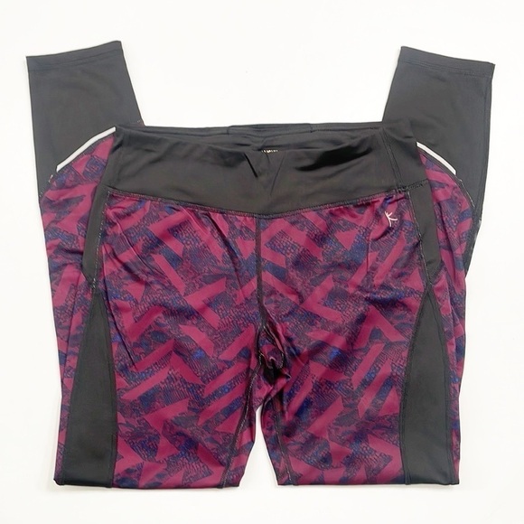 Danskin Now maroon/black mesh panel leggings - Picture 2 of 7